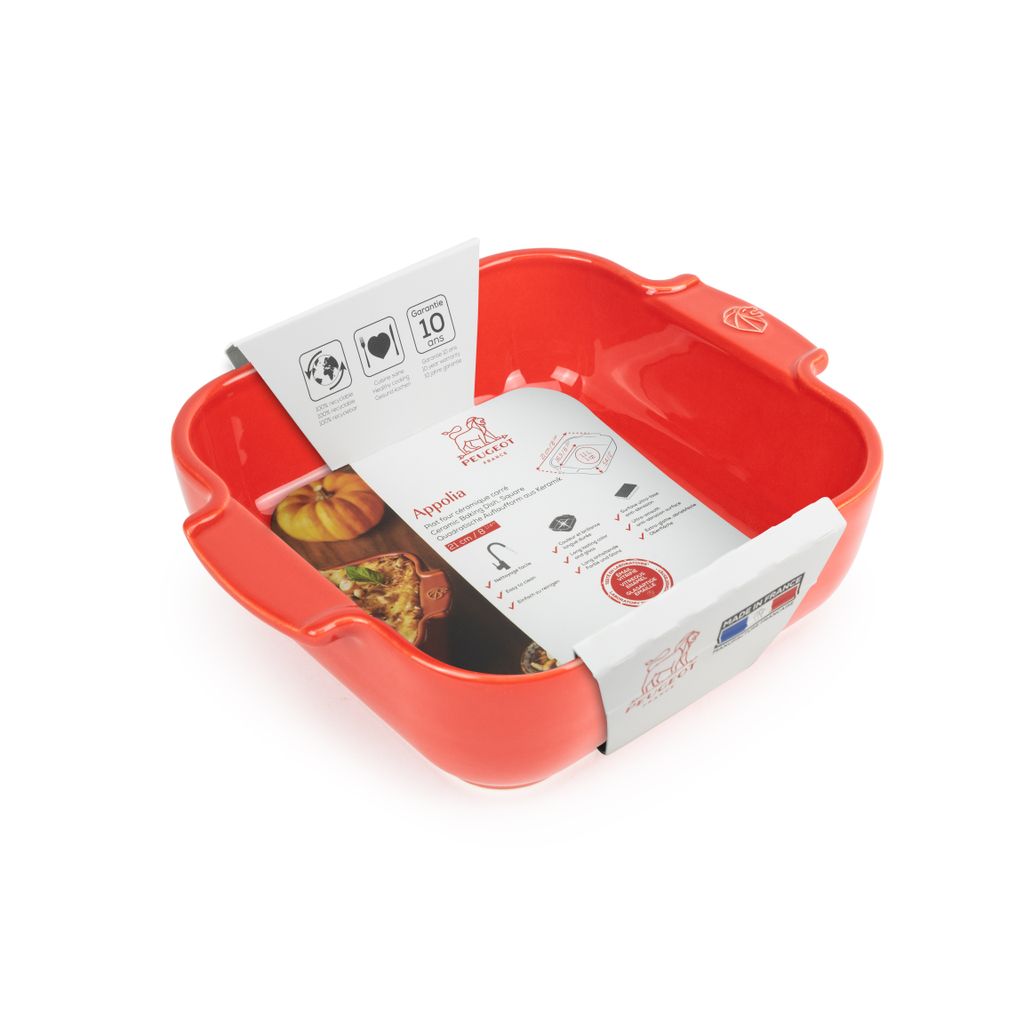 Plat à four carré rouge 21 cm - Visuel 1